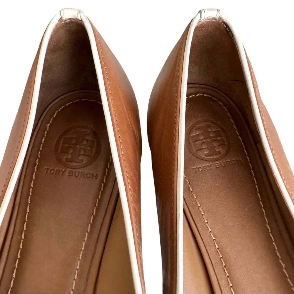 Tory Burch Chelsea Flats Leather Interlocking Double T Logo Ballet Flat Shoes